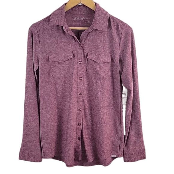 Eddie Bauer, Women's L/S Button Up Purple Collared Top-Size Small - Picture 1 of 6